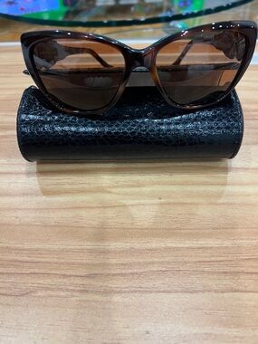 Judith Leiber Brown Tortoiseshell Cat-Eye Sunglasses